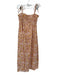 Maia Bergman Size XS Tan & Yellow Cotton Tie Straps smocked Flowers Maxi Dress Tan & Yellow / XS