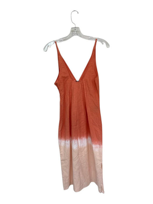 Tome Size 4 Orange & Peach Linen Spaghetti Strap Tie Dye Side Zip Midi Dress Orange & Peach / 4
