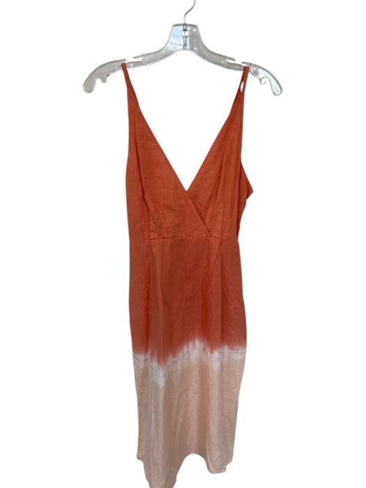 Tome Size 4 Orange & Peach Linen Spaghetti Strap Tie Dye Side Zip Midi Dress Orange & Peach / 4