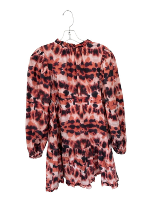Marie Oliver Size L Orange & Black Cotton Long Balloon Sleeve Tie Dye Dress Orange & Black / L