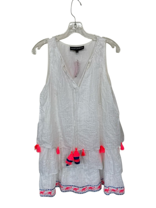 Hemant & Nandita Size M White & Silver Cotton Metallic Thread Tassels Dress White & Silver / M