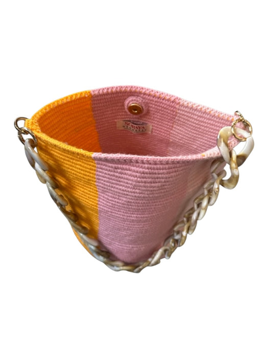 Soraya Hennessy purple & orange Canvas Woven bucket Chain Strap Bag purple & orange / S