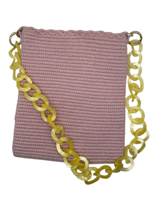Soraya Hennessy Blush & Yellow Canvas Woven Rectangle Chain Strap Bag Blush & Yellow / XS