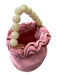 Soraya Hennessy Pink & Pearl Canvas Woven Ruffles Bucket Beaded Bag Pink & Pearl / S