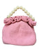 Soraya Hennessy Pink & Pearl Canvas Woven Ruffles Bucket Beaded Bag Pink & Pearl / S