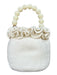 Soraya Hennessy White Canvas Woven Ruffles Bucket Beaded Bag White / S
