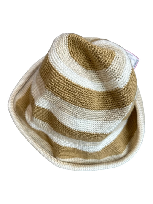 Soraya Hennessy Tan & White Canvas Woven Striped Bucket Hat Tan & White / One Size