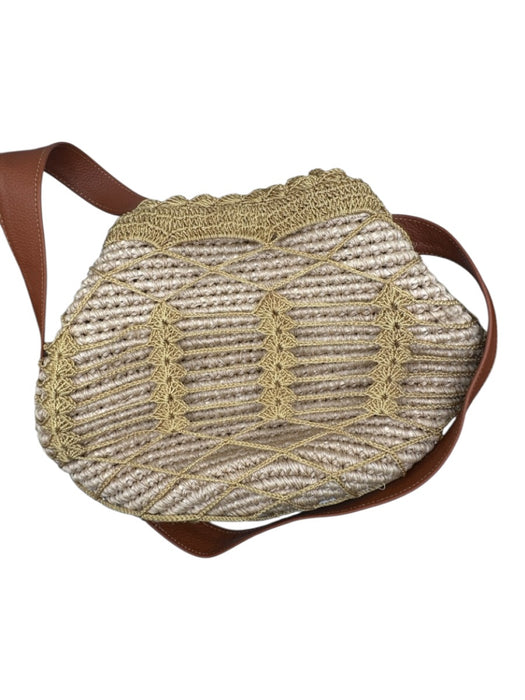 Soraya Hennessy Tan & brown Jute Leather Strap Crochet Overlay Bucket Bag Tan & brown / S