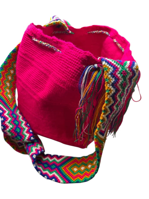 Soraya Hennessy Pink & Multi Canvas Woven Tassels Bucket Crossbody Bag Pink & Multi / L