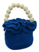 Soraya Hennessy Electric Blue Canvas Woven bucket Faux Pearl Bag Electric Blue / S