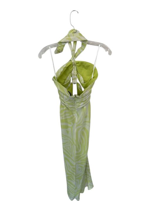 Ronny Kobo Size 0 Lime Green & White Polyester Strapless Swirls Back Zip Dress Lime Green & White / 0