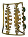 Castlecliff Gold & Green Brass Stones Wide Cuff Bracelet Gold & Green