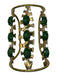 Castlecliff Gold & Green Brass Stones Wide Cuff Bracelet Gold & Green