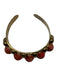 Castlecliff Brass & Coral Brass Stone Studded Cuff Bracelet Brass & Coral