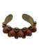 Castlecliff Brass & Coral Brass Stone Studded Cuff Bracelet Brass & Coral