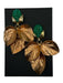 Castlecliff Green & Brass Brass Post Back Leaves Large Earrings Green & Brass