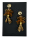 Castlecliff Brass & Orange Brass Post Back Flowers Large Earrings Brass & Orange