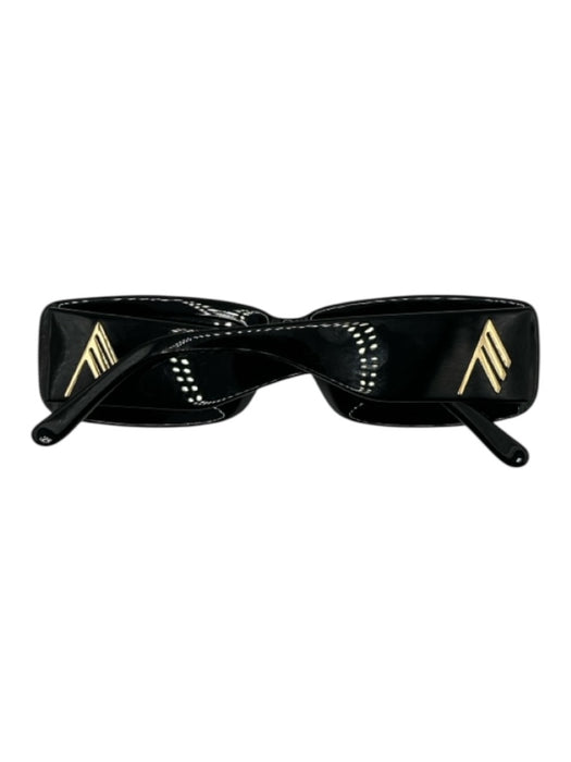 The Attico x Linda Farrow Black & Gold Acetate Rectangle Sunglasses Black & Gold