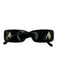 The Attico x Linda Farrow Black & Gold Acetate Rectangle Sunglasses Black & Gold