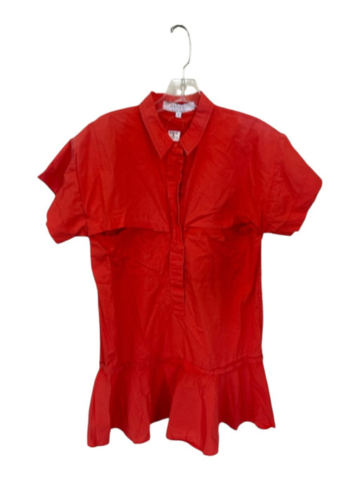 Hunter Bell Size M Orange Cotton Short Sleeve Drop Waist Button Down Dress Orange / M
