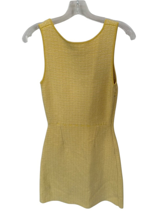 Sandro Size 34 Yellow & White Cotton Sleeveless Knit Buttons Dress Yellow & White / 34