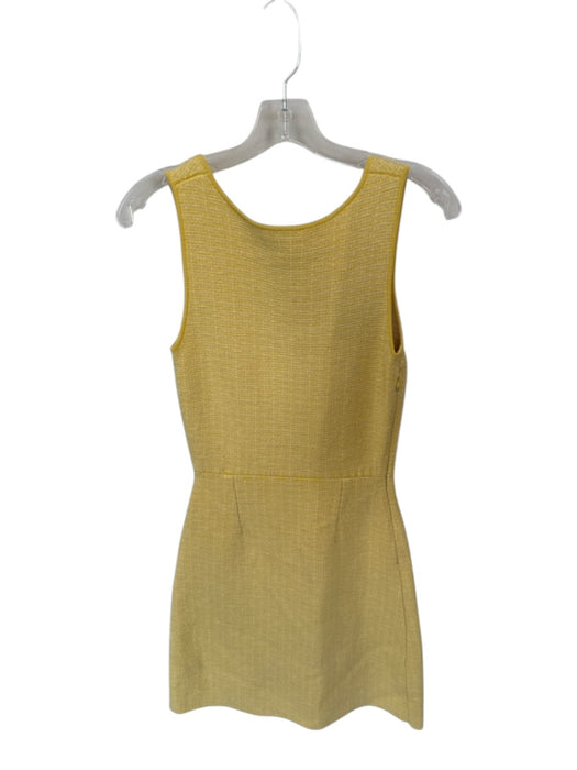 Sandro Size 34 Yellow & White Cotton Sleeveless Knit Buttons Dress Yellow & White / 34