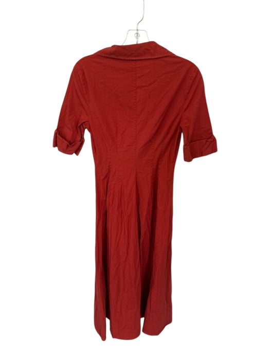 Staud Size 4 Rust Cotton Short Sleeve Button Down Maxi Collar Dress Rust / 4