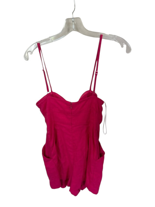 Milly Size 2 Pink Linen Blend Spaghetti Strap Front Tie Back Zip Romper Pink / 2