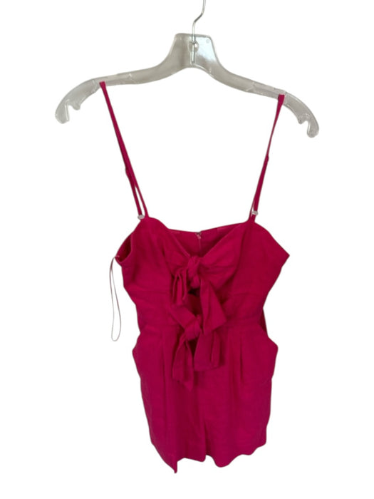 Milly Size 2 Pink Linen Blend Spaghetti Strap Front Tie Back Zip Romper Pink / 2