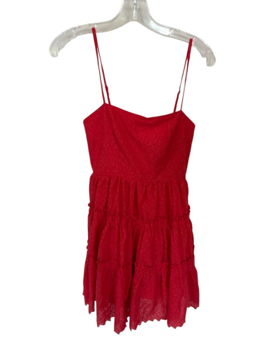Lalibela Size S Red Cotton Spaghetti Strap Eyelet Side Zip Dress Red / S