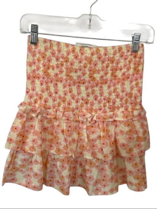 Cecilie Copenhagen Size S Yellow & Pink Cotton Smocked Flowers Mini Skirt Yellow & Pink / S