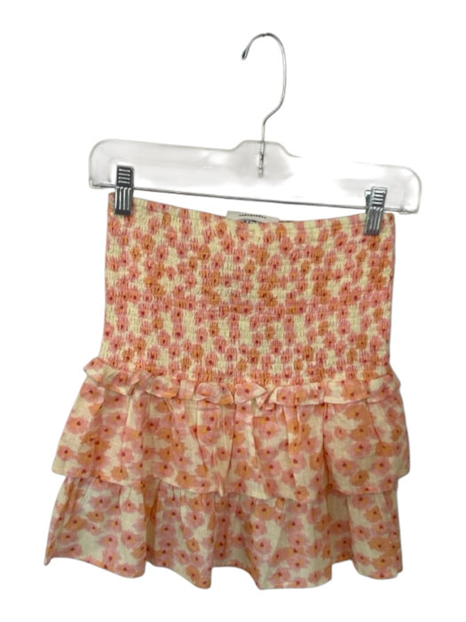 Cecilie Copenhagen Size S Yellow & Pink Cotton Smocked Flowers Mini Skirt Yellow & Pink / S