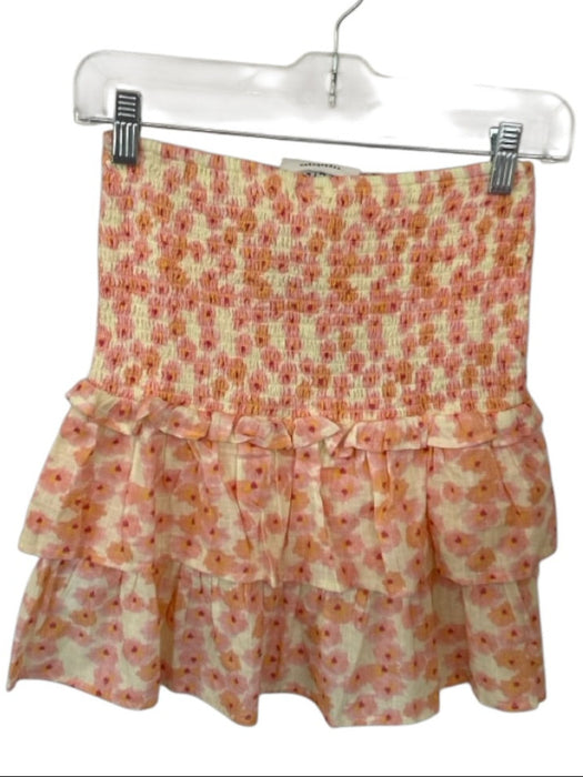 Cecilie Copenhagen Size S Yellow & Pink Cotton Smocked Flowers Mini Skirt Yellow & Pink / S