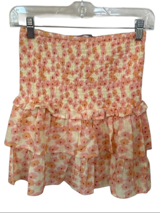 Cecilie Copenhagen Size S Yellow & Pink Cotton Smocked Flowers Mini Skirt Yellow & Pink / S