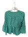 Summery Copenhagen Size S Teal Cotton Long Bell Sleeve Peplum Snap Buttons Top Teal / S