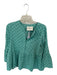Summery Copenhagen Size S Teal Cotton Long Bell Sleeve Peplum Snap Buttons Top Teal / S
