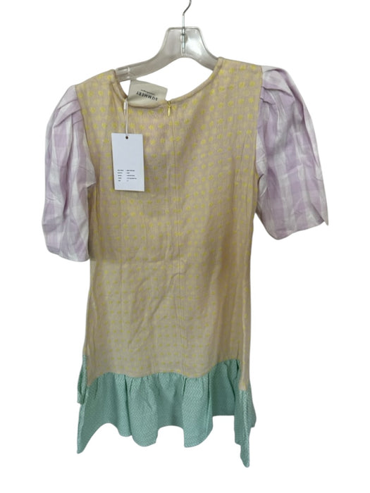 Summery Copenhagen Size S Pastels Cotton Short Sleeve Color Block Back Zip Dress Pastels / S