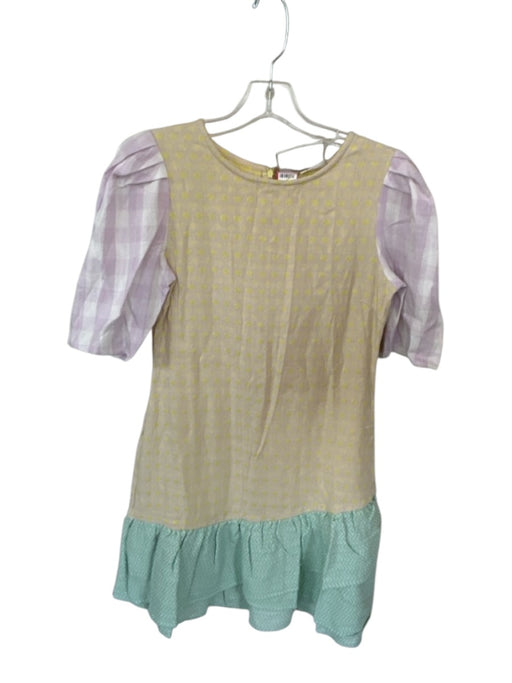 Summery Copenhagen Size S Pastels Cotton Short Sleeve Color Block Back Zip Dress Pastels / S