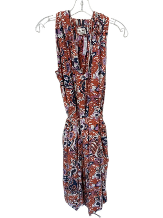 Mille Resort & Travel Size S Orange & Purple Cotton & Flax Sleeveless Maxi Dress Orange & Purple / S