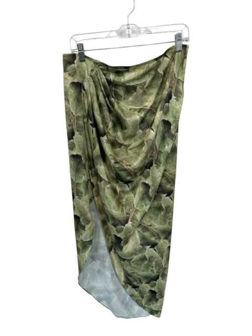 Baja East Size 1/S Green & Brown Polyester Palm Leaf Snap buttons Maxi Skirt Green & Brown / 1/S