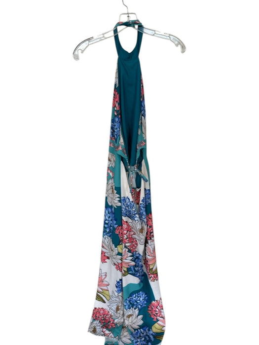 Agua Bendita Size M Teal & Orange Polyester Halter Neck Howlite Open Back Dress Teal & Orange / M