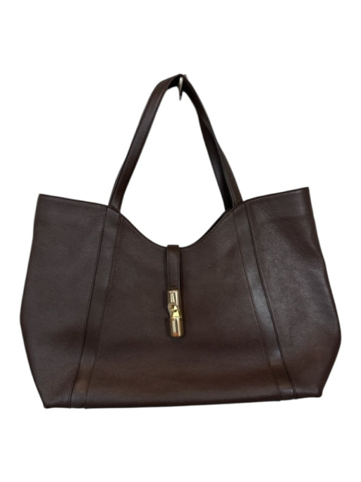 Furla Brown Leather Top Handles Pebbled Tote Bag Brown / L