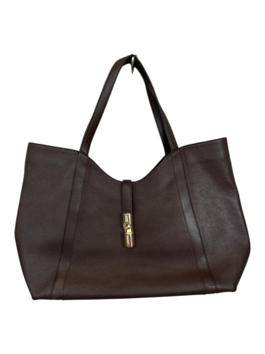 Furla Brown Leather Top Handles Pebbled Tote Bag Brown / L
