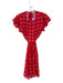 Maia Bergman Size M Red & Pink Cotton Short Sleeve Checkered eyelet Dress Red & Pink / M