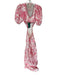 Lalibela Size XS Pink & White Cotton 3/4 Balloon Sleeve Botanical Dress Pink & White / XS