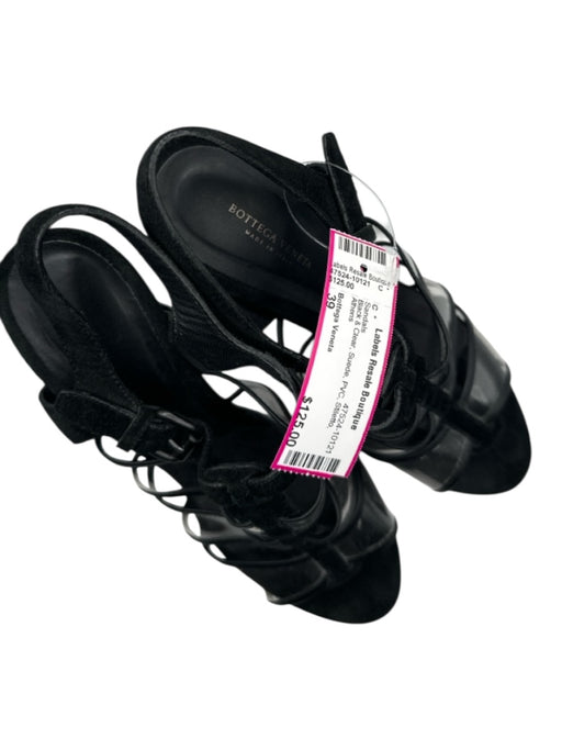 Bottega Veneta Shoe Size 39 Black & Clear Suede PVC Stiletto Sandals Black & Clear / 39