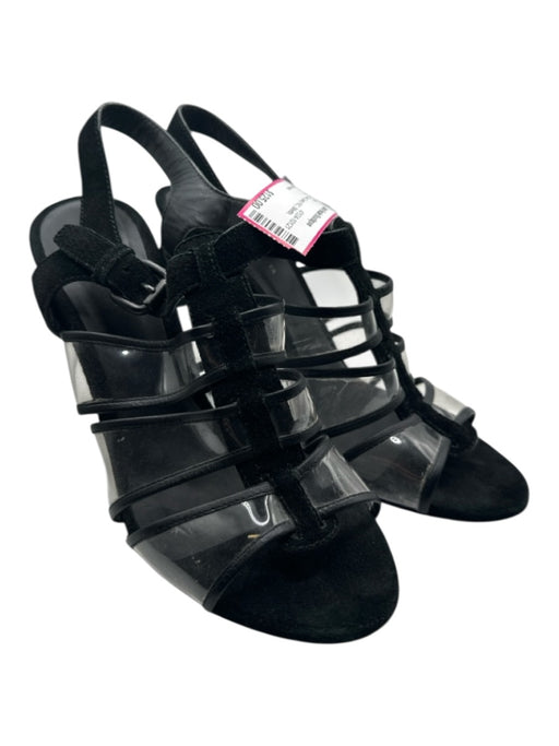 Bottega Veneta Shoe Size 39 Black & Clear Suede PVC Stiletto Sandals Black & Clear / 39
