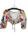 Lalibela Size S White & Multi Cotton Long Balloon Sleeve Water Color Cropped Top White & Multi / S
