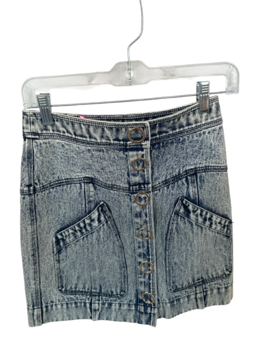 Acler Size Est XS Med Dark Wash Cotton Acid Wash Snap buttons Mini Denim Skirt Med Dark Wash / Est XS