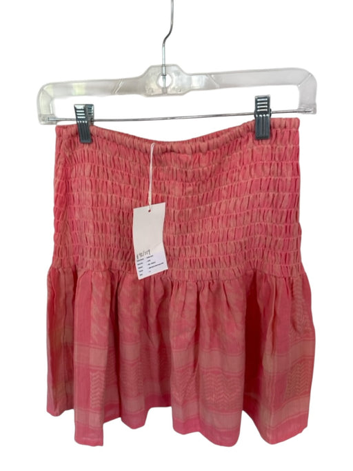 Summery Copenhagen Size S Coral Pink Cotton Smocked Chevron Skirt Coral Pink / S